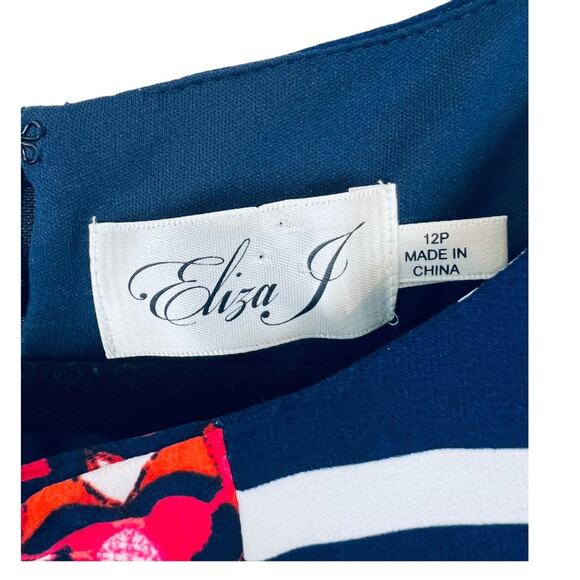 Eliza J Stripe Floral Shift Jersey Dress - Picture 6 of 9